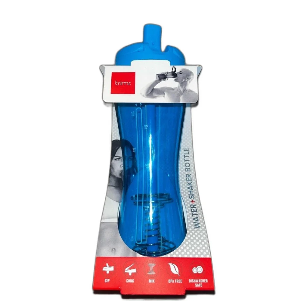 NWT Trimr Water + Protein Shaker Bottle Sip Straw Chug Spout Blue Royal Workout